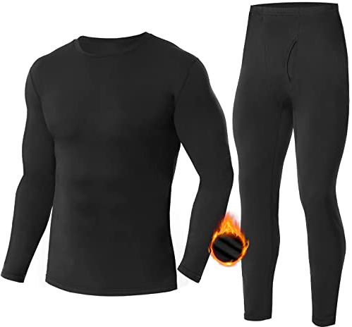 SIMIYA Men's Thermal Underwear Set Base Layer Long Sleeve Top Ultra Soft Long Johns Fleece Thermals Leggings for Winter Workout