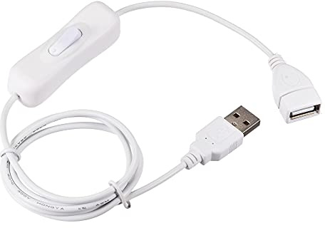 sourcing map USB Cable with ON/Off Switch, USB Male to Female Extension Cord 1M White, for LED Desk Lamp LED Strip