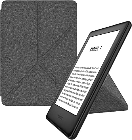 MyGadget Origami Hülle für Kindle Paperwhite 10.Generation [ Modell 2019 - J9G29R - 6 Zoll] - Kunstleder - Auto Sleep | Wake Funktion - Flip Case in Grau