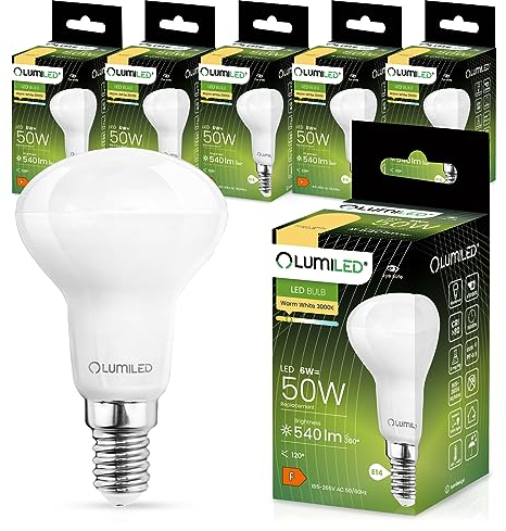 Lumiled LED Lampen E14 R50 6W ersetzt (50W Glühlampe) 6 Stück Set 540lm 3000K Warmweiß 120 Grad Abstrahlwinkel 230V Glühbirne Birne Leuchtmittel Reflektorlampe Reflektor Energiesparlampe