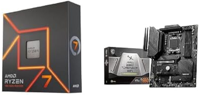 AMD Ryzen 7 7700X Processeur, 8 Cœurs/16 Threads Débridés, Architecture Zen 4, 40MB L3 Cache, 105W TDP+ MSI MAG B650 Tomahawk WiFi Carte mère, ATX - pour Processeurs AMD Ryzen 7000, AM5