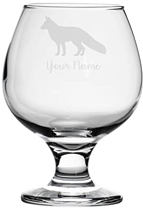 Personalised Fox Engraved Brandy Snifter Glass, Animal Gift for Women, Gift for Men