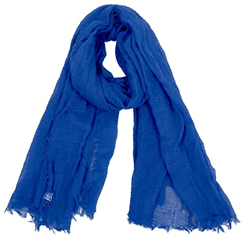 Van Der Rich ® - Schal mit fein gekreppter Oberfläche für Damen und Herren (9-Royalblaue, One Size)