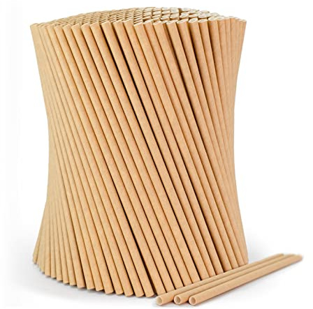 Wisefood Pajitas de papel – Pajitas de papel – Ø 6 mm 20 cm – Libre de PLA/PE – Pajitas biodegradables desechables de papel kraft estable, 7000 unidades, color marrón