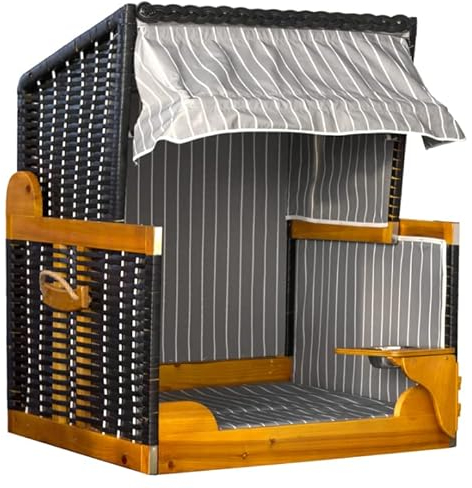 Yoursol by Devries Hundestrandkorb mit schwenkbarem Napf, schwarz-grau, Hundehütte, Hundekorb