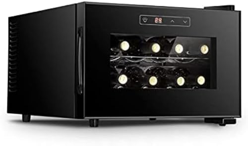 Small Wine Cabinet Refrigerator Black Freestanding Countertop Wine Cellar Cooler,8 Bottle Cooler Refrigerator With Lock Digital Temperature Control With Glass Door,Horizontal,Pleasant63