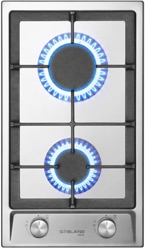 GASLAND GH30SF Placa de Cocina de Gas Butano, Cocina de gas empotrable de acero inoxidable con 2 Fogones, 30 cm, Encimera de gas autónoma, 4200 W, Acero Inoxidable