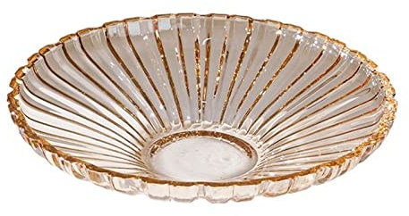 RWRAPS Fruit Bowl Thickened Glass Fruit Plate Candy Snack Tray Open Large-Capacity Design Dessert Fruit Bowl Decorative Fruit Plate Glass Bowl (Color : Clear) (Yellow)