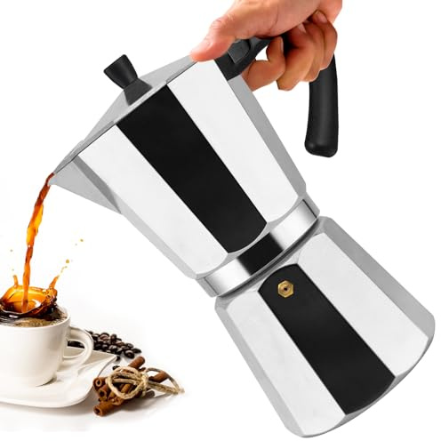 Vaolvpant 12 Cup Aluminum Moka Pot Classic Stovetop Espresso Coffee Maker 600ml 20oz Coffeemaker Percolator Mocha Pot Greca Coffee Maker Cafe Makers for Italian and Cuban Café Brewing Silver