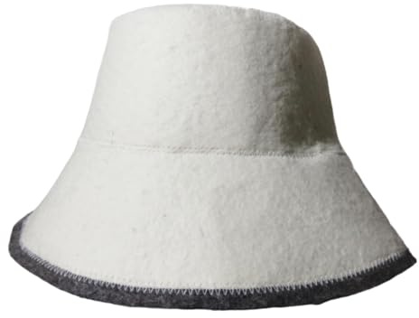 Fonowx Wollsaunahut, Russischer Badehut, Hitzeschutz für Den Kopf, Accessoire, Geschenkidee für Sauna Und Dampfbad, Weiß