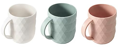 PWSHZ Trinkgläser Robuste Kaffeebecher aus Kunststoff mit großem Griff und gewelltem Rand for Latte, heißen Kakao, Tee, stilvoll, for Männer und Frauen, spülmaschinenfest Kaffeetassen (Color : All)