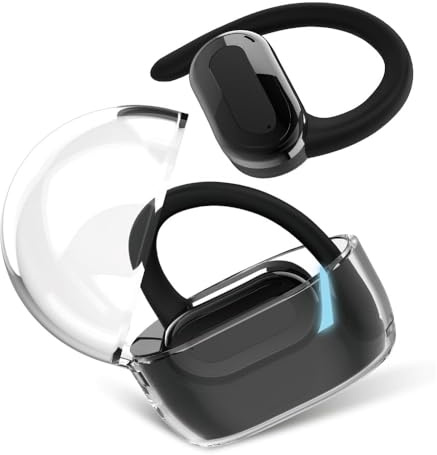 SLuB Bluetooth headset med öppen öra, Bluetooth trådlöst sportheadset, luftledning, Bluetooth 5.3, IPX5 vattentålig, för löpning, fitness och spel (svart)