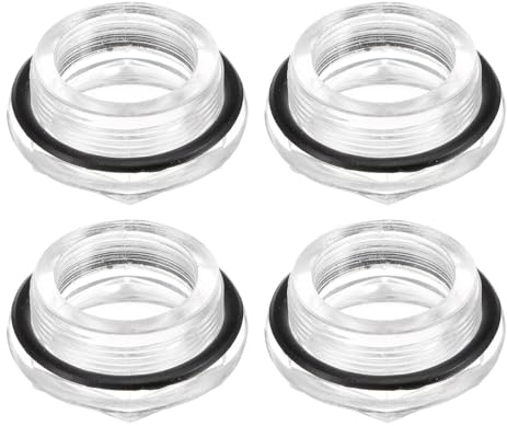QUARKZMAN 4Pz Vetro Spia Olio Compressore Aria M36 x 1.5mm Maschio Indicatore Livello Liquido Testa Esagonale Plastica Olio Vista O-Ring per Aria Compressore Raccordi, Trasparente