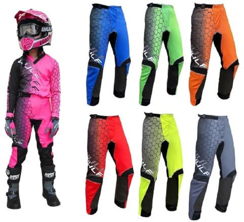Wulf Sport 2024 Junior Off Road MX Bekleidung – Kinder Motorrad Motocross Hose für Quad ATV Enduro Kart Trials MTB BMX Dirt Bike Cub – Wulf Racing Hose
