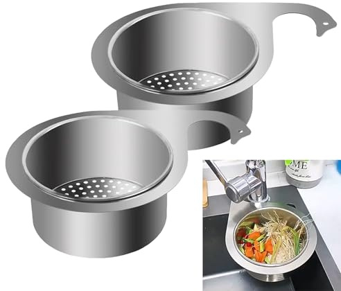 2 Stück Spülbecken Sieb, Sieb Für Spülbecken, Küchenabflusskorb, Sieb Edelstahl, Zum Filtern Von Küchenabfällen Und Waschen Von Gemüse Und Obst (Klein 22.5 * 6cm)