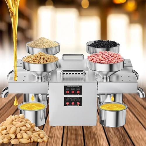Pannello Di Olio Commerciale a 4 Uscite, Pressa Per Olio Automatica In Acciaio Inossidabile Da 2400 W Con Doppia Modalità Caldo E Freddo, Velocità Di Pressatura 12-25 Kg/h, Per Olive, Arachidi, Noci