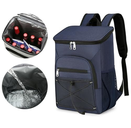 Kühlrucksack, Kühlrucksack isoliert wasserdicht, Campingrucksack, Lunchtasche Herren und Damen isoliert – Rucksack mit Kühlfach, Picknickkorb, Rucksack, auslaufsicher(Blau)