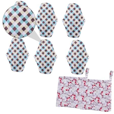 Healeved 8pcs Washable Sanitary Pads Bamboo Charcoal Reusable Menstrual Pads Storage Bags for Daily Use Style
