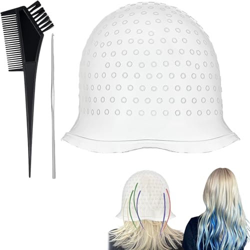 3PCS Highlighting Cap Sturdy and Durable Hair Highlighting Kit Comfortable and Easy to Put On and Take Off Highlights Hair Dye Kit for Color Hair Salon Hairdressing Dyeing Staining Tools