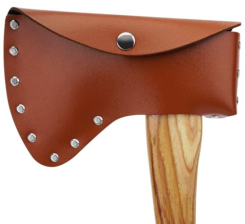 Linkidea Leder-Axtscheide, kompatibel mit 10 cm Langen Axtklingen – sicherer Druckknopfverschluss, robuste Konstruktion für Outdoor/Camping/Bushcraft/Survival, für Beile (braun)