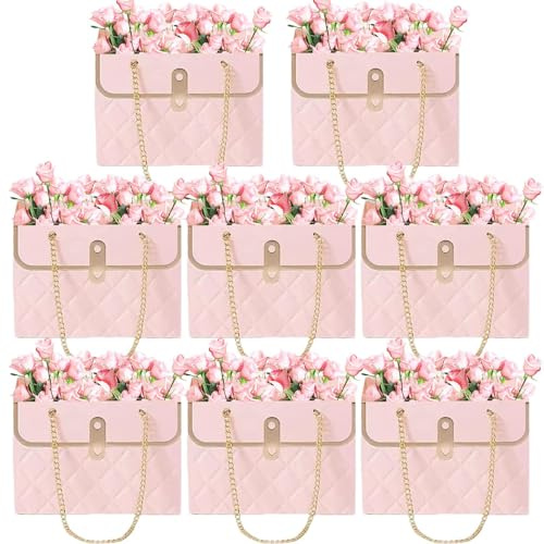 Väska blomsterarrangemang | Presentförpackning Blomlådor - 8 presentbukett tomma förpackningslådor för blommor, presentpåsar för alla hjärtans dag med stark kapacitet på