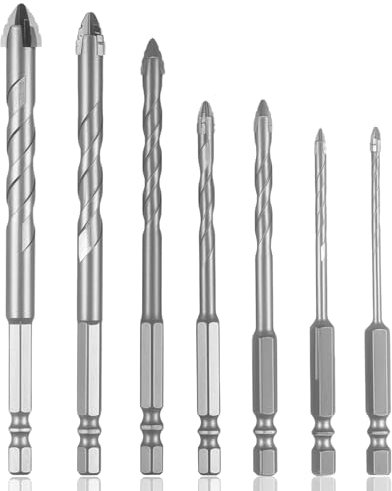 7 Pezzi Punte Trapano Gres Porcellanato Vetro,Punte-Trapano (3/4/5/6/8/10/12mm) per Gres,Vetro,Piastrelle,Ceramica, Granito,Marmo,Punta Piastrelle Trapani,Forare ad’acqua,per Trapani Manuali