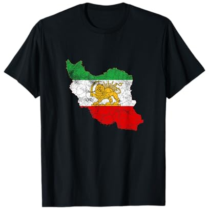 Iran Map with Lion and Sun Emblem, Vintage Persian Heritage T-Shirt