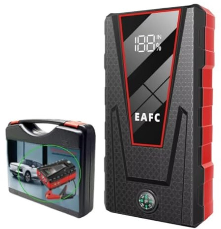 EAFCAuto Arrancador de batería portátil para Coche de 1200 A, Cargador de Refuerzo, Dispositivo de Arranque de 12 V, iluminación y Arranque Auxiliar, con Banco de energía/Salida Dual/luz LED