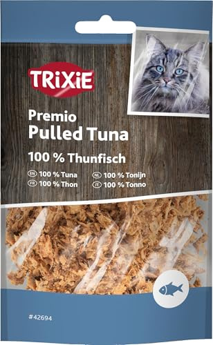 Trixie Katzensnack Premio Pulled Tuna aus natürlichen Zutaten 30 g, leckere Katzenleckerlis mit Thunfisch - 42694