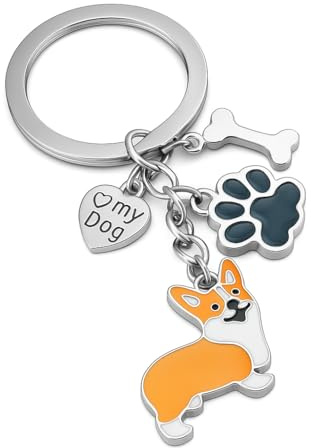 DONWOIE Hund Schlüsselanhänger, Schlüsselband Taschenanhänger für Damen | Hündchen Schlüsselanhänger Geschenk mit Niedlichr Corgi Figur, Knochen & O my DOG, Geeignet für Jungen Mädchen