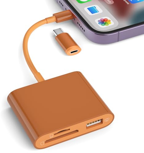 SD-Kartenleser für iPhone, Speicherkartenleser mit USB-C auf Lightning-Adapter, Plug-and-Play, Trail-Spielkamera, Micro-SD-Kartenbetrachter, unterstützt SD/TF-Karte und USB für iPad, keine App