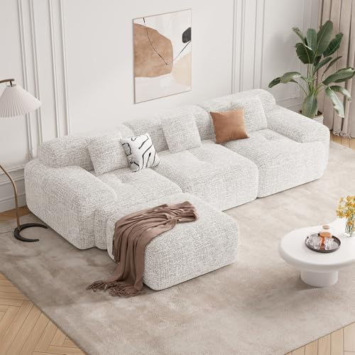 Hawthyhone L Shaped Corner Sofa 310cm Chenille Sofa, Beige