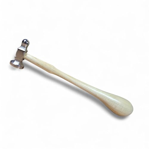 Martillo de persecución con cabeza de acero, mango de madera, cara de 32 mm, martillo de repousse para hacer joyas y trabajos en metal, PTL