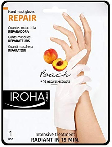 Iroha Lot de 4 masques régénérants à la pêche pour les mains Format gants, 2x 2pieces