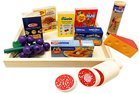 Tanner - Der kleine Kaufmann DEKO Großes Sortiment mit Holzteilen (Kaufladenzubehör, mit Tablett, Holzspielzeug) 0932.3