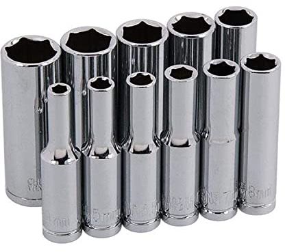 Neilsen CT0753 1/4-Inch Drive 11-Piece Deep Socket Set – 4mm to 13mm, Includes Rail – Heavy-Duty, Versatile and Ideal for Automotive and Mechanical Tasks