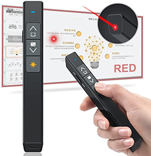 DinoFire Presentation Clicker Laser Pointer for Cats Dogs, 100FT Wireless Presenter Remote PowerPoint Clicker Presentation Remote, 2.4GHz Presentation Pointer for Mac, Laptop, Computer Cat Laser Toy