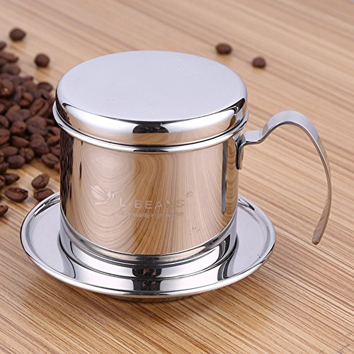 Kaffeemaschine, Edelstahl Vietnamesisch Kaffeemaschine Topf Kaffee Drip Filter, 1 Tasse Kaffee Drip Pot Brewer - Tragbar, Wiederverwendbar papierlosen POUR über für Zuhause Küche Büro Outdoor Anwendun