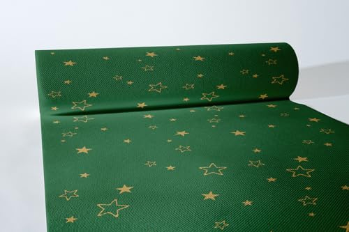 Sovie HORECA Tischläufer Liam Grün aus Linclass Airlaid, Weihnachtstischläufer stoffähnlich, ideal für Winterfeiern, Advent & Weihnachten, 40cm x 24m, 1 Stück