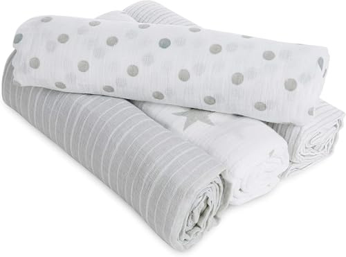 aden by aden + anais dusty, Pucktücher, Musselin aus 100% Baumwolle, 112cm X 112cm, 4er Pack