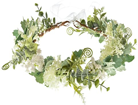 Blumenkranz Haare Haar Blumenkranz Künstliche Blumen Krone Braut Kopfstück Greenery Krone Haarreif Blumen für Hochzeit Zeremonie Party Festival
