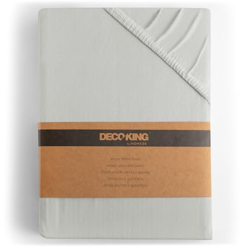 DecoKing Spannbettlaken 100x200 120x200 cm 100% gekämmte Baumwolle Silber Spannbetttücher Jersey Boxspringbett Amber 100 x 200 120 x 200