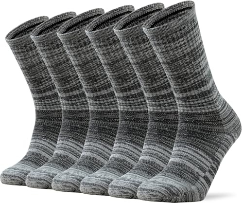 Ortis Men's Merino Wool Cushion Crew Socks with Moisture Wicking Control Light Weight Breathable for Outdoor Hiking Cycling(Light Grey L)