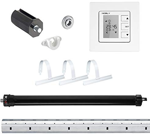 NOBILY Rolladen-Komplett-Set f. 40mm Achtkantwelle Mini-Rolladenmotor 13Nm + Rolladen Zeitschaltuhr ZS1 + Mechanik-Set bis zu einer Gesamtlänge von 1.0 Meter