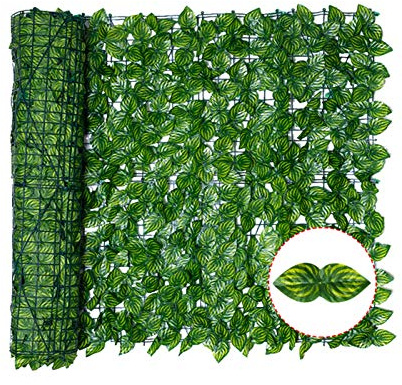 Hidyliu 1 Rolle Künstliche Hecke, Künstlicher Efeu Sichtschutz Zaun, Grün Gartensichtschutz, Wassermelonenblatt Dekoration, UV-Schutz, Outdoor, Garten, Terrasse und