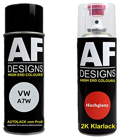 Alex Flittner Designs Spraydose Set für VW LA7W Reflexsilber Metallic 2K | Autolack-Spraydosen-Set für VW Farbcode: A7W Reflexsilber Metallic