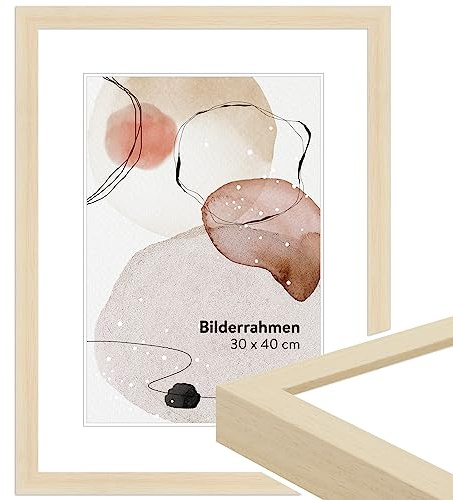 WANDStyle Bilderrahmen 18x24 Natur, moderner Bilderrahmen Holz, hochwertiger Holzbilderrahmen, Posterrahmen zum Aufhängen und Aufstellen, Rahmen 24x18 cm, Fotorahmen H960 - Made in Germany
