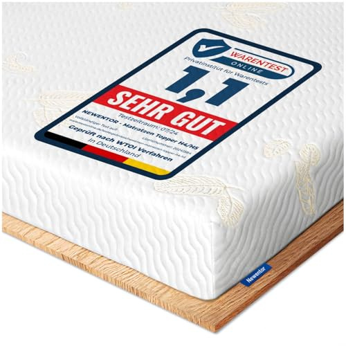 Newentor Coprimaterasso 140 x 200 cm, H4 H5, coprimaterasso 140 x 200 cm, in schiuma gel opaco, topper 140 x 200 cm, letto a molle certificato Öko-Tex, rivestimento in gel espanso freddo, altezza 7 cm
