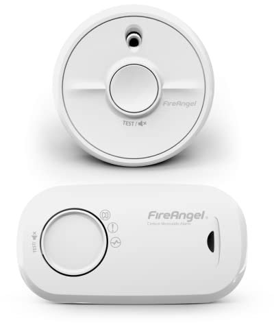 FireAngel Smoke and Carbon Monoxide Alarm 2-Pack - SB1-R Toast Proof Optical Smoke Alarm for Home and FA3313 10-Year Life Carbon Monoxide Detector with Replaceable Batteries - CO and Fire Safety Set