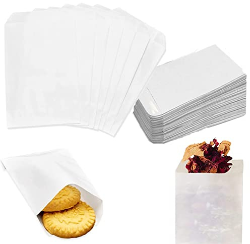 100 Stück Hochzeit Konfetti Taschen, 10 x 10cm Umweltfreundliche, Biologisch Abbaubare Pergaminpapier, Selbstklebend Kleine Papiertüten für Brot, Lutschern, Nüssen, Keksen, Snacks